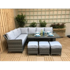 Signature Weave Garden Furniture Edwina Corner Dining Sofa Set Grey