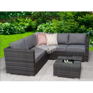 Signature Weave Garden Georgia Grey Corner Sofa Set with Coffee Table & Ice Bucket Signature Weave Garden Georgia Grey Corner Sofa Set with Coffee Table & Ice Bucket