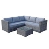 Signature Weave Garden Georgia Grey Corner Sofa Set with Coffee Table & Ice Bucket