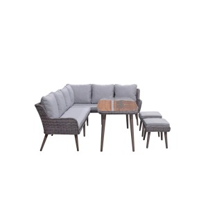 Signature Weave Garden Furniture Danielle Corner Dining Sofa Set with Ottomans