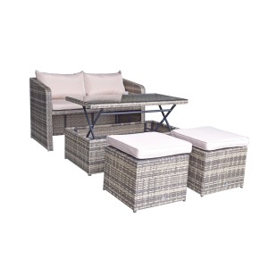 Signature Weave Garden Furniture Gemma Brown Nature Stacking Compact Sofa Dining Set Signature Weave Garden Furniture Gemma Brown Nature Stacking Compact Sofa Dining Set