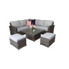 Signature Weave Garden Furniture Grace Grey Corner Sofa Set with Lift Table & Ottomans