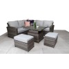 Signature Weave Garden Furniture Grace Grey Corner Sofa Set with Lift Table & Ottomans