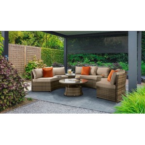 Signature Weave Garden Furniture Juliet Brown Nature Half Moon Sofa Set Signature Weave Garden Furniture Juliet Brown Nature Half Moon Sofa Set