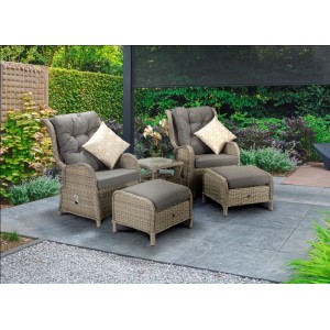 Signature Weave Garden Furniture Meghan 5 Piece Creamy Grey Reclining Lounge Set Signature Weave Garden Furniture Meghan 5 Piece Creamy Grey Reclining Lounge Set