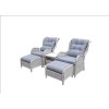 Signature Weave Garden Furniture Meghan 5 Piece Creamy Grey Reclining Lounge Set