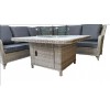 Signature Weave Garden Furniture Meghan Grey Corner Dining Sofa with Fire Pit
