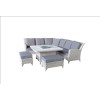 Signature Weave Garden Furniture Meghan Grey Corner Dining Sofa with Fire Pit