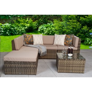 Signature Weave Garden Furniture Stella Natural Brown Modular Corner Sofa Signature Weave Garden Furniture Stella Natural Brown Modular Corner Sofa