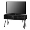 Owen Retro Wooden Furniture Black Oak 2 Shelves TV Stand