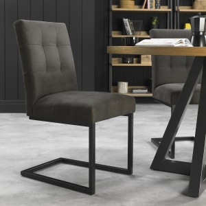 Bentley Designs Indus Industrial Dark Grey Fabric Uph Cantilever Chair Pair Bentley Designs Indus Industrial Dark Grey Fabric Uph Cantilever Chair Pair