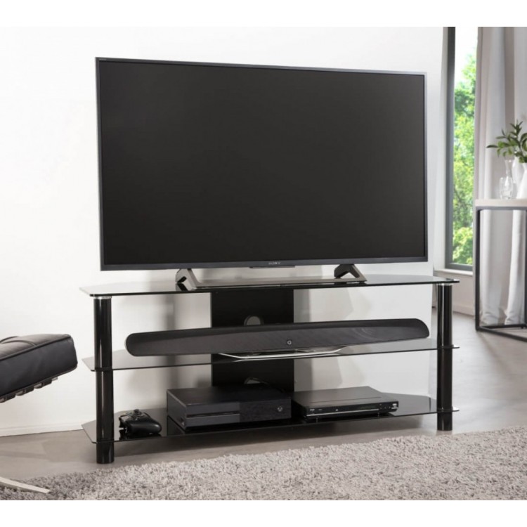 Alphason Furniture Essentials Black Glass 2 Shelf TV Stand