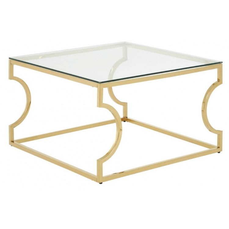 Premier Housewares Allure Gold & Clear Glass Curved Frame Coffee Table 5502559