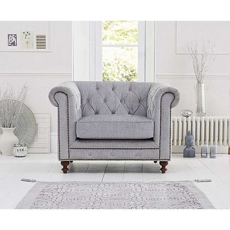 Mark Harris Montrose Furniture Grey Plush Fabric Armchair