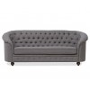 Casey Furniture Chesterfield Grey Linen Fabric Upholstery 3 Seater Sofa PT32114