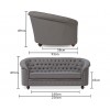 Casey Furniture Chesterfield Grey Linen Fabric Upholstery 3 Seater Sofa PT32114