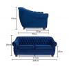 Liv Furniture Chesterfield Blue Plush Fabric Upholstery 3 Seater Sofa PT32190
