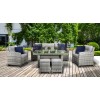 Signature Weave Garden Furniture Amy Grey Rattan 3 Seat Sofa Dining Set