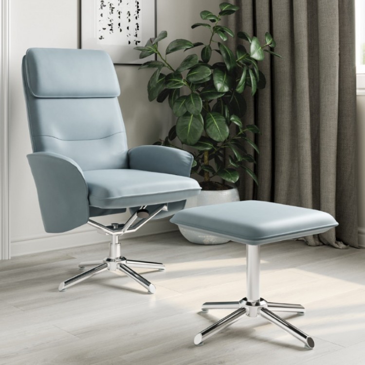 Alphason Furniture Belding Grey Reclining Chair with Footstool Set