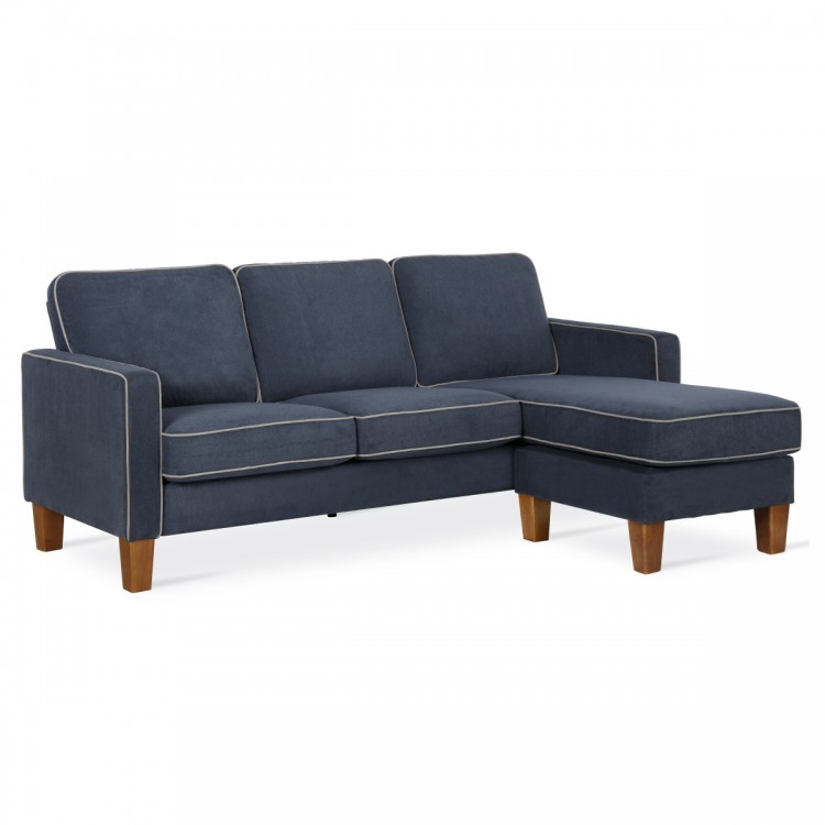 Alphason Furniture Novogratz Bowen Blue Corner Sofa with Contrast Welting