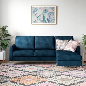 Alphason Furniture Chapman Blue Velvet L Shaped Corner Sofa Alphason Furniture Chapman Blue Velvet L Shaped Corner Sofa