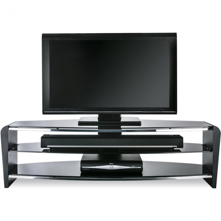 Alphason Furniture Francium Black Glass Top TV Stand