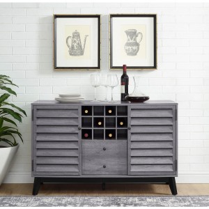 Vaughn Wooden Furniture 4 Shelves 2 Doors Grey Wine Cabinet Vaughn Wooden Furniture 4 Shelves 2 Doors Grey Wine Cabinet