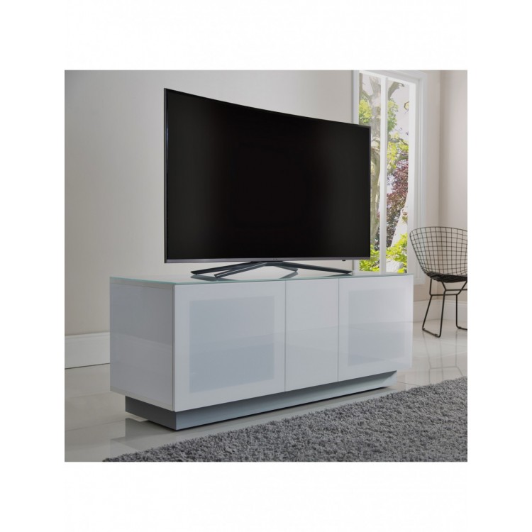 Alphason Furniture Element Modular White Glass Shelf TV Stand
