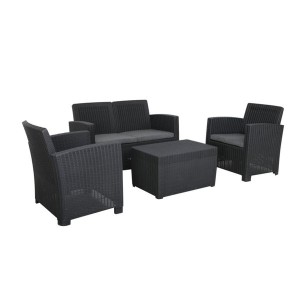 Royalcraft Garden Furniture Rattan Effect Black Conversation Set Royalcraft Garden Furniture Rattan Effect Black Conversation Set