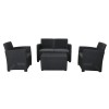 Royalcraft Garden Furniture Rattan Effect Black Conversation Set