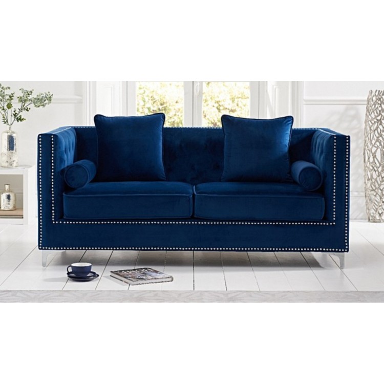 Mark Harris Furniture New England Blue Velvet 2 Seater Sofa