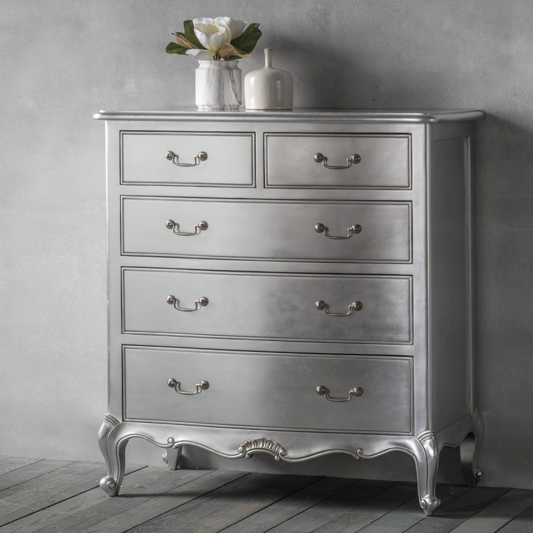 Hammersmith Silver Painted Furniture 5 Drawer Chest 5055999223935