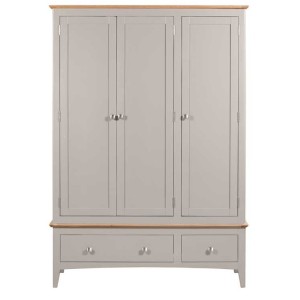 Alfriston Grey Painted Furniture Triple Wardrobe with Drawer Alfriston Grey Painted Furniture Triple Wardrobe with Drawer