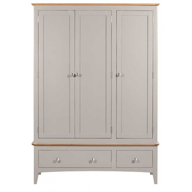 Alfriston Grey Painted Furniture Triple Wardrobe with Drawer