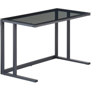 Alphason Office Furniture Air Desk Smoked Glass & Black Metal Workstation Alphason Office Furniture Air Desk Smoked Glass & Black Metal Workstation