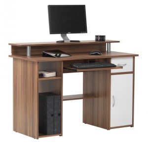 Alphason Office Furniture Albany Walnut and White Computer Desk Alphason Office Furniture Albany Walnut and White Computer Desk