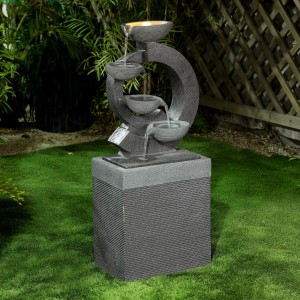 Nova Garden Furniture Lana Light Grey Water Feature with 1 LED Light Nova Garden Furniture Lana Light Grey Water Feature with 1 LED Light