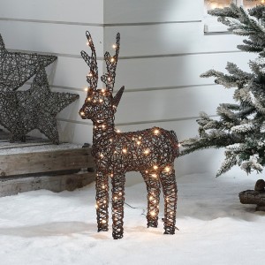 Rattan Christmas 80cm Brown Reindeer Figure with 80 LEDs Rattan Christmas 80cm Brown Reindeer Figure with 80 LEDs