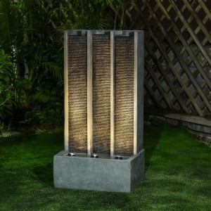 Nova Garden Furniture Galen Light Grey Water Feature with 3 LED Lights