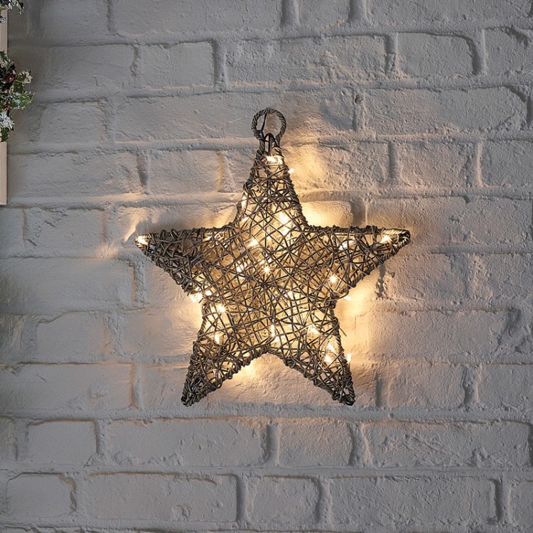 Rattan Christmas 40cm Grey Star Decoration