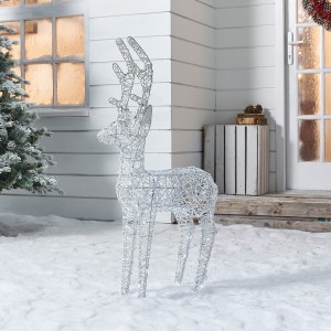 Rattan Christmas 100cm White Reindeer Figure with 120 LEDs Rattan Christmas 100cm White Reindeer Figure with 120 LEDs