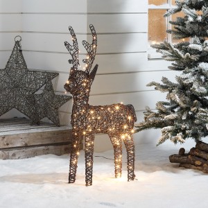 Rattan Christmas 100cm Brown Reindeer Figure with 120 LEDs Rattan Christmas 100cm Brown Reindeer Figure with 120 LEDs