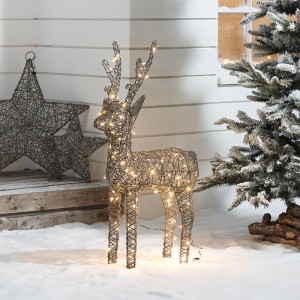 Rattan Christmas 100cm Grey Reindeer Figure with 120 LEDs Rattan Christmas 100cm Grey Reindeer Figure with 120 LEDs
