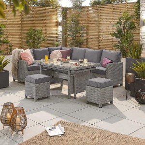Nova Garden Furniture Ciara White Wash Rattan Left Hand Corner Dining Set with Extending Table Nova Garden Furniture Ciara White Wash Rattan Left Hand Corner Dining Set with Extending Table