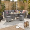 Nova Garden Furniture Ciara White Wash Rattan Right Hand Deluxe Corner Dining Set with Extending Table