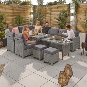 Nova Garden Furniture Ciara White Wash Rattan Left Hand Deluxe Corner Dining Set with Extending Table Nova Garden Furniture Ciara White Wash Rattan Left Hand Deluxe Corner Dining Set with Extending Table