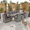 Nova Garden Furniture Ciara White Wash Rattan Right Hand Deluxe Corner Dining Set with Extending Table