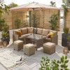 Nova Garden Furniture Ciara Willow Rattan Left Hand Corner Dining Set with Parasol Hole Table