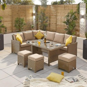 Nova Garden Furniture Ciara Willow Rattan Left Hand Corner Dining Set with Parasol Hole Table Nova Garden Furniture Ciara Willow Rattan Left Hand Corner Dining Set with Parasol Hole Table