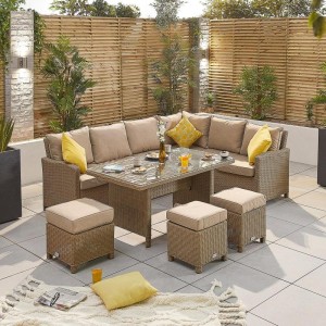 Nova Ciara Willow Rattan Right Hand Corner Dining Set with Parasol Hole Table Nova Ciara Willow Rattan Right Hand Corner Dining Set with Parasol Hole Table